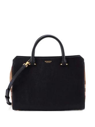 Burberry Banwell Leather and House Check Canvas Small tote bag - Black