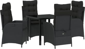 vidaXL Garden Dining Set 5 pcs Black Poly Rattan Vidaxl