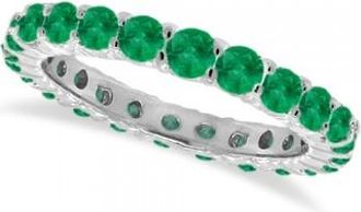 Allurez Lab Emerald Eternity Ring Anniversary Band 14k White Gold (1.07ct)