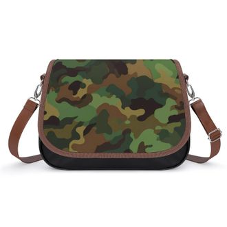 Generic Camouflage Green Pattern Womens Crossbody Bag Fashion Shoulder Handbags Message Tote Bag with Adjustable Strap