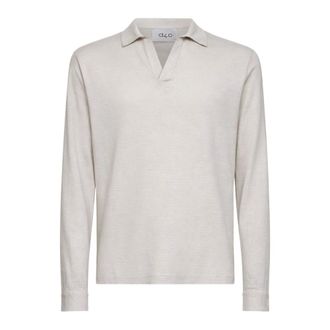 D4.0 Polo Shirts, male, Beige, Size: 2XL V-neck Long-Sleeve Polo Shirt