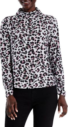 Nic+Zoe Cheetah Pop Turtleneck Top in Grey Multi at Nordstrom Rack, Size Xx-Large