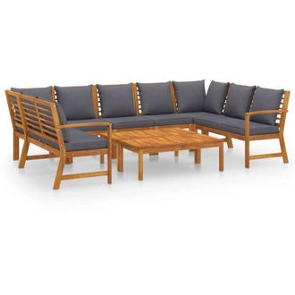 vidaXL 9 Pcs Garden Lounge Set Con Almohadas S&oacute;lidas De Acacia - 304971