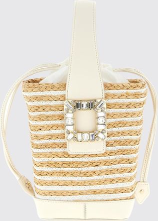 Roger Vivier Borsa Viv Skate Roger Vivier in rafia e pelle con fibbia gioiello
