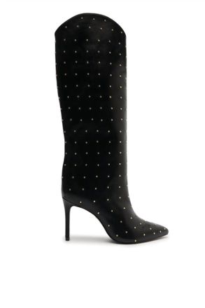 Schutz Womens Maryana Studded Pointed Toe Boot In Black