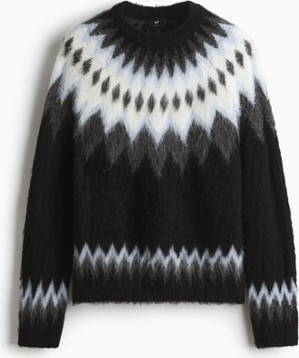 H&M Jacquardpullover in Loose Fit - Schwarz