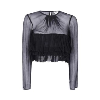 Elisabetta Franchi Volant Shirt - female - Elisabetta Franchi - Blouses - Black - XL - Blouses & Shirts
