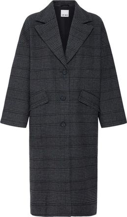 Ichi Phantom Check Coat - Dames - Mantel - Grijs - 2XL - Jassen