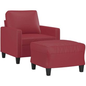 vidaXL Vidaxl - Sill&oacute;n Con Taburete Cuero Sint&eacute;tico Rojo Tinto 60 Cm
