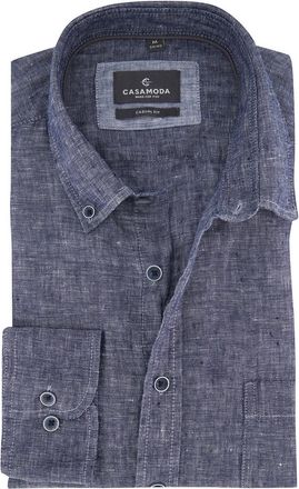 Casamoda Linnen Overhemd Casa Moda blauw Casual Fit