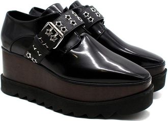 Stella McCartney Black Elyse Stud Band Platform Shoes Size 38.5