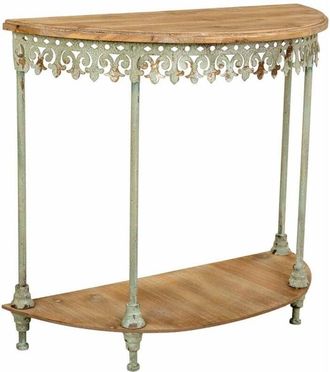 Wanderlust Deco Recibidor De Hierro Y Madera Blanco Envejecido 5.5x40.5x84h Cm