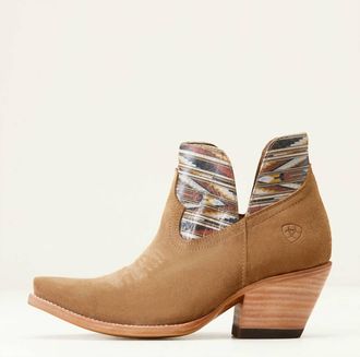 Ariat Womens Hazel Chimayo Western Bootie In Dijon Roughout/santa Fe Mustard