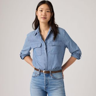 Levi's Elaine Utility Shirt - Womens - XL - Medium Wash / Get In Line