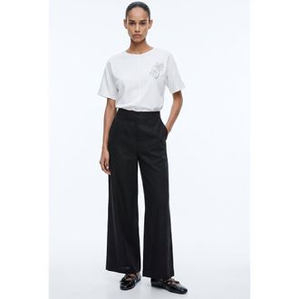 Exquise Azaleaora High Waist Linen Pants in Black at Nordstrom, Size X-Small