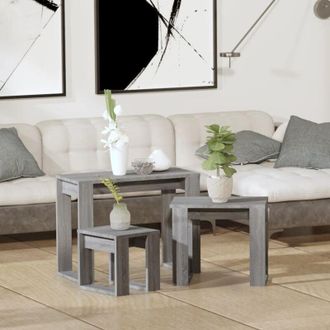 vidaXL Nesting Tables 3 pcs Grey Sonoma Engineered Wood vidaXL