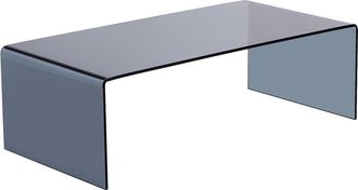 Vente-Unique Mesa de centro de vidrio templado curvado y ahumado - Negro - ALONZO