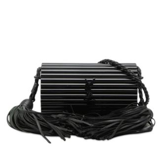 Saint Laurent Pre-owned Saint Laurent Ribbed Acrylic Lambskin Fringe Monogram Monochrome Opium Box Bag Ladies 10RI9E3E89U8X4A4