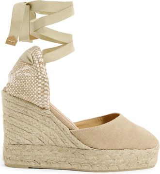 Castaner Carina/8Ed/002 11 cm Wedges - Dames - Sleehakken - Beige - 35 EU - Katoen - Schoenen