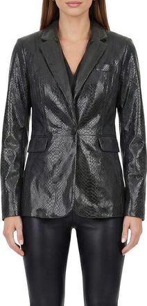 Gorski Genuine Metis Suede Pythn Printed Single Breasted Blazer in Anthracite at Nordstrom, Size X-Large