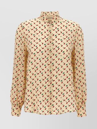 Valentino Garavani cherryfic shirt with stand collar and long sleeves