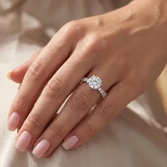 Pompeii3 3 1/2Ct Diamond Eternity Engagement Ring Lab Grown 14k White Gold