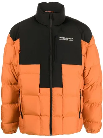 Marcelo Burlon padded zip-up jacket - men - Polyamide/Polyester/Polyamide/Polyester - S - Orange