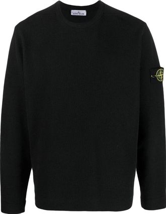Stone Island Ribbed Fleece Sweatshirt Black 781565656-V0029