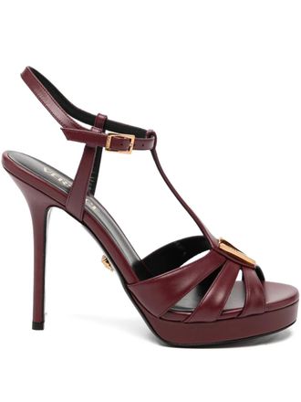 Versace 120mm V sandals - women - Calf Leather/Lambskin/Calf Leather - 38.5 - Red