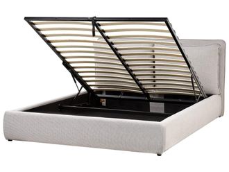 Beliani Cama matrimonial de tejido gris 160x200
