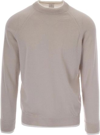 Eleventy Ronde hals gebreid - Heren - Ronde hals truien - Beige - S - Wol - Truien & Vesten