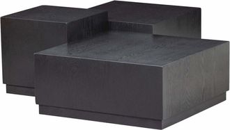 Woood Set de 3 mesas de centro cuadradas en MDF negro mate