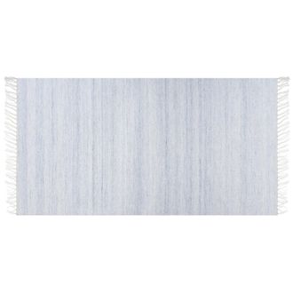 Beliani Alfombra Azul Claro 80 X 150 Cm Pet Reciclado Flecos Interior Exterior Malhia