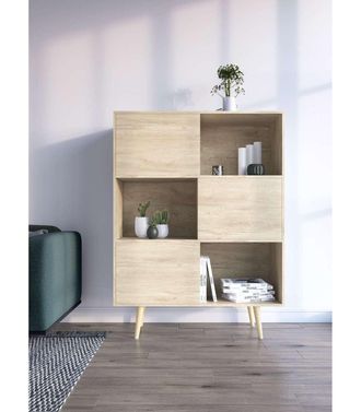 HERDASA Aparador 3 Puertas Modelo-881 Acabado Roble, 131cm(alto) 101cm(ancho) 30cm(fondo)