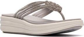 Clarks Drift Gem Wedge Flip Flop in Silver at Nordstrom Rack, Size 10