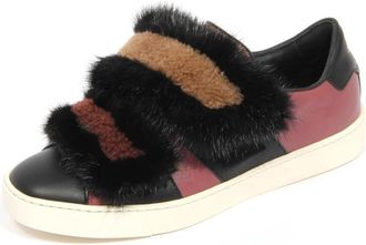 Santoni Paarse leren/bontschoen- model Wbgd 60450Panhdftp 40 - Dames - Sneakers - Paars - 36 EU - Schoenen