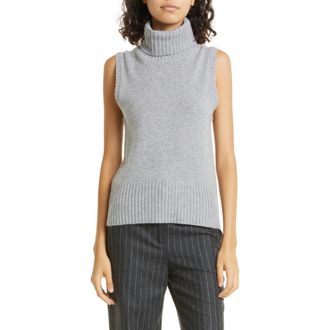 Veronica Beard Mazzy Sleeveless Cashmere Turtleneck Sweater in Heather Grey at Nordstrom, Size X-Small