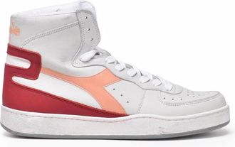 Diadora Grey Red Leather Mi Basket Sneakers