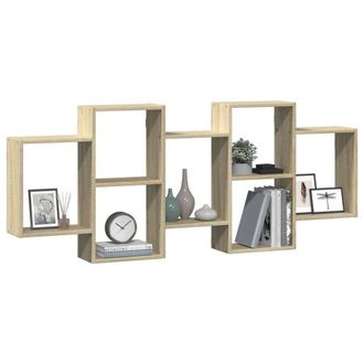 Berkfield Home Wall Shelf Sonoma Oak 159x18x65 cm Engineered Wood in Light Tan | Size: 159 x 18 x 65 cm