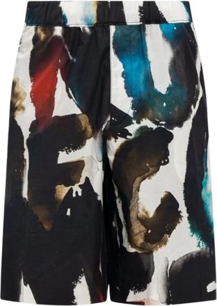 Alexander McQueen Korte Broeken, Heren, Veelkleurig, L, Katoen, Watercolour Graffiti Print Poplin Shorts