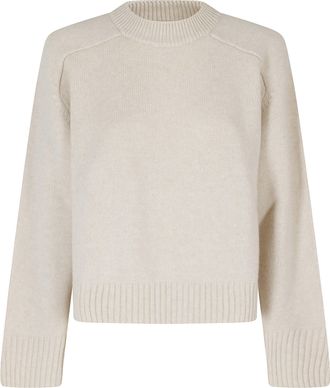 SOEUR Ecru Will Cropped Merino Wool Sweater