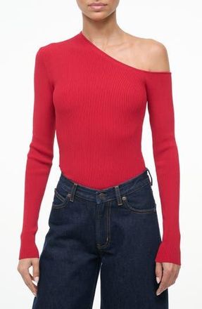 Staud Lois One Shoulder Rib Top in Rouge at Nordstrom Rack, Size X-Small