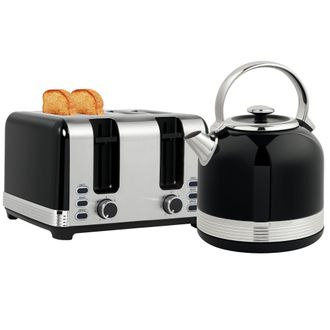 HOMCOM 1.7L 3000W Fast Boil Electric Kettle And 4 Slice Toaster Set - Black | TJ Hughes