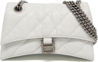 Balenciaga Crush Chain Flap Quilted Crushed Calfskin White Leather Handbag (Pre-Owned)