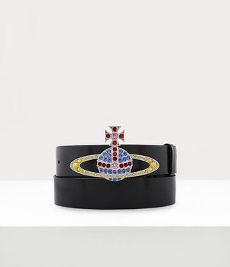 Vivienne Westwood Medium Bas Relief Belt Brass Platinum-sapphire-light-siam-light-topaz-siam S Unisex