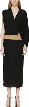 CHRISTOPHER ESBER Contour Suede Swaddled Midi Dress - Dames - Casual kleedjes - Zwart - XS - Leer - Kleedjes