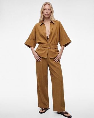 Koton Pleated Wide Leg Trousers with Pocket in Khaki at Nordstrom, Size 10