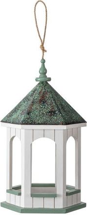 Glitzhome 15.75H Wood Gazebo Metal Patina Finish Roof Birdfeeder in Green at Nordstrom, Size Medium