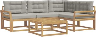 vidaXL Conjunto De Sof&aacute;s De Exterior 5 Uds. Blanco Y Gris Claro Vidaxl