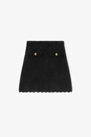 Ganni Black Crochet Mini Skirt - Size XXS Organic Cotton